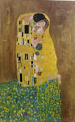 Репродукция картины Густава Климта \"Поцелуй\" | Пикабу