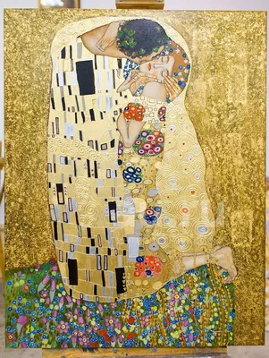 El Beso (fragmento). Lienzo de Klimt (1862-1918) 65x65cm - Decorar con Arte