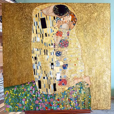Густав Климт \"Поцелуй\" 90х70 см, картина ручной работы — купить в  Санкт-Петербурге. Картины, рисунки на интернет-аукционе Au.ru