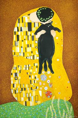 Густав Климт \"Поцелуй\" 100х100 см, картина ручной работы — купить в  Санкт-Петербурге. Картины, рисунки на интернет-аукционе Au.ru