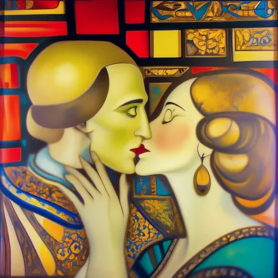 Копия картины Густава Климта «Поцелуй», масло, холст, Россия, 2020 г.  стоимостью 19700 руб.