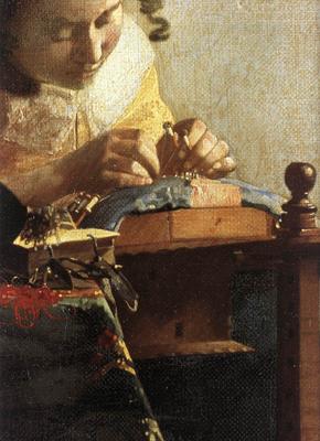 Картина в раме. Неизвестный художник, «Кружевница», холст, масло, XIX век,  81 × 63,5см — Антикварная лавка в Калашном