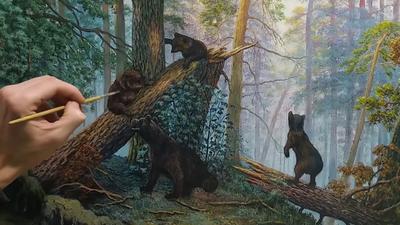 Картина в раме Утро в сосновом лесу Шишкин мишки Декарт 17825147 купить за  2 651 ₽ в интернет-магазине Wildberries