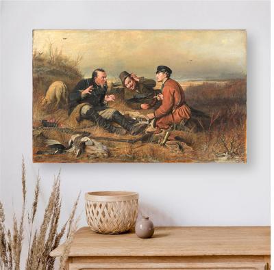Неизвестный художник - Охотники на привале, 1954, 110×165 см: Описание  произведения | Артхив