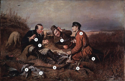 Картина маслом «Охотники на Привале», 60х90 | Naddivanom.ru