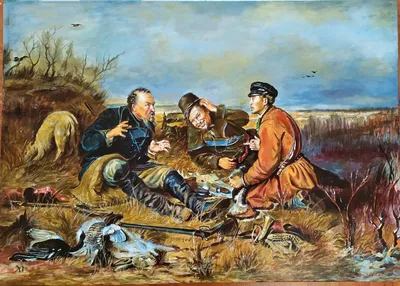 Охотники на привале» картина Панова Эдуарда маслом на холсте — заказать на  ArtNow.ru