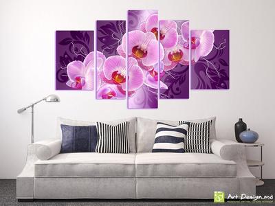 Модульная картина для интерьера на стену на холсте \"Орхидея и капельки  росы\" 80х140см md0026 - купить по выгодной цене в интернет-магазине OZON  (280446614)
