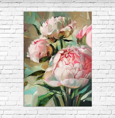 Интерьерная картина Пионы Цветы Арт на холсте, на стену 70x100 см - купить  по низкой цене в интернет-магазине OZON (307592098)