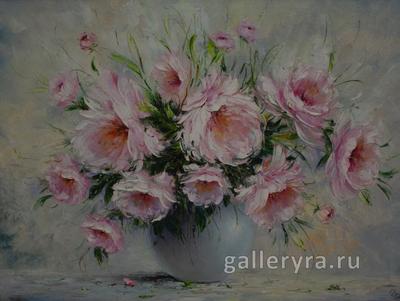 Картина по номерам \"Розовые пионы в белой вазе\"