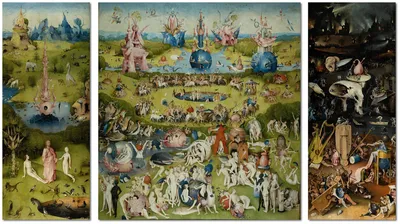 Модульная картина на стекле \"Сад земных наслаждений - (триптих Босха)\",  размер 260х150 см — купить в интернет-магазине по низкой цене на Яндекс  Маркете