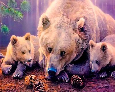 Картина Охота на медведя из янтаря купить в Украине по привлекательной цене  — Amber Stone