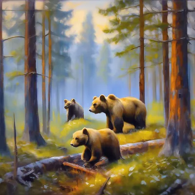 Картина маслом «Утро в сосновом лесу Медведь», хлопковый принт Шишкина,  настенное художественное украшение – купить по низким ценам в  интернет-магазине Joom