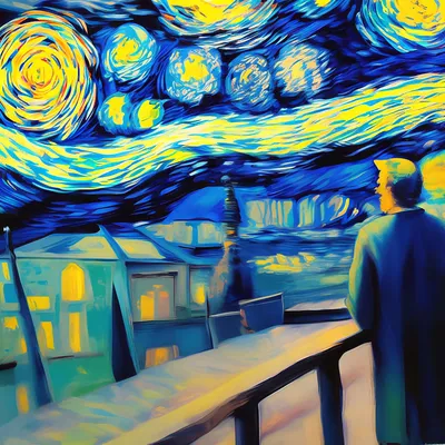 Картина Винсента Ван Гога \" ЗВЕЗДНАЯ НОЧЬ\", 1889 + фото телескопа Джеймса  Уэбба, 2022. / телескоп Джеймса Уэбба :: коллаж :: Ван Гог (Винсент Ван Гог)  :: картина :: звездное небо /