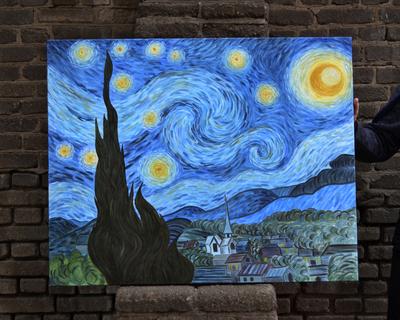 Как нарисовать картину Винсента Ван Гога Звёздная ночь - YouTube