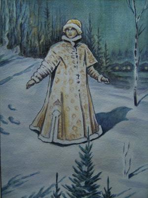 Свободная копия картины В.М.Васнецова \"Снегурочка\" - Изобразительное  искусство - Карандаш, ручка, фломастер.