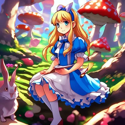 Алиса в стране чудес стиль аниме» — создано в Шедевруме