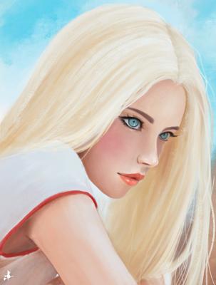 Кудрявая блондинка с голубыми глазами - 67 фото