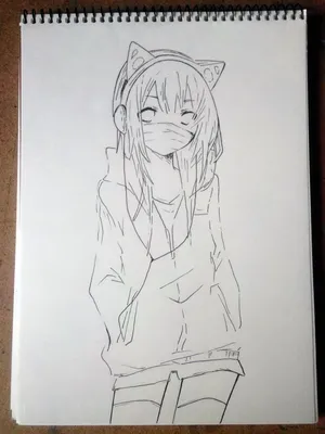 Как нарисовать счастливую аниме девушку карандашом