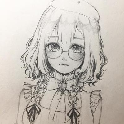 Как нарисовать аниме девушку с шарфом карандашом поэтапно