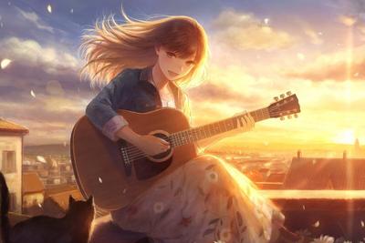 Картинки аниме девушек с гитарой