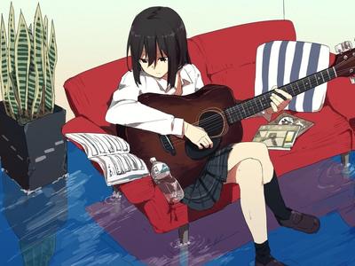 Картинки аниме девушек с гитарой фотографии