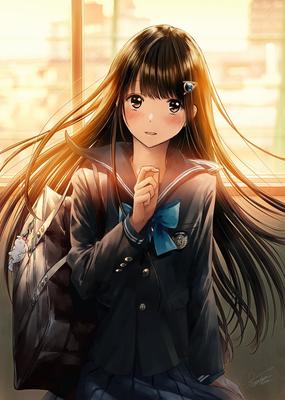 Картинки аниме девушка с длинными волосами (39 фото) » Картинки, раскраски  и трафареты для всех - Klev.CLUB
