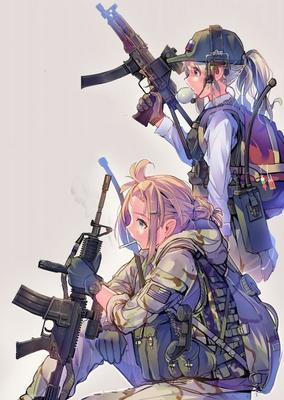 Красивые картинки аниме девочки с оружием