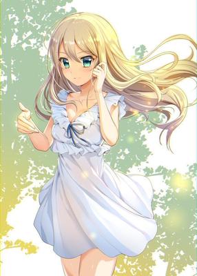 Девушка аниме с длинными светлыми волосами и голубыми глазами | Премиум Фото