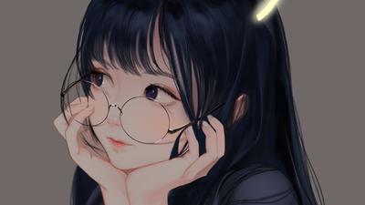 Картинки аниме девушек в очках фотографии