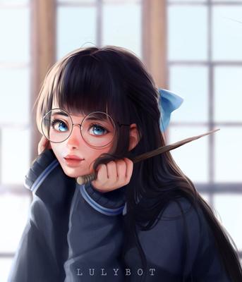Обои милая аниме девушка в очках, аниме, волосы, нос, щека - картинка на  рабочий стол и фото бесплатно