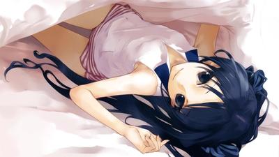Аниме девушка спит на кровати» — создано в Шедевруме
