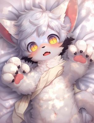 Anime Snow Leopard Anthropomorphic Furry Painting · Creative Fabrica