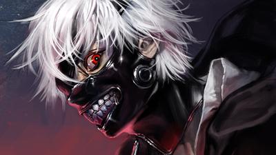 Anime character from the anime tokyo ghoul takizawa seido in the form of a  ghoul with his quinke. purple eyes, purple highlights, cartoonishness, anime.  hight quality on Craiyon