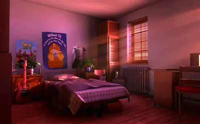 Уютная комната в стиле аниме, …» — создано в Шедевруме