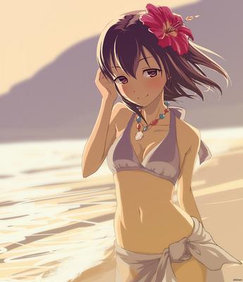 Картинки аниме на пляже