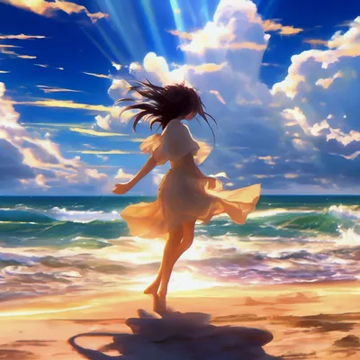 одиночество на закате : привлекательная женщина-аниме на пляже Иллюстрация  штока - иллюстрации насчитывающей технология, уединение: 272710207