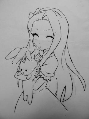 Как нарисовать и раскрасить аниме девушку с зайцем поэтапно