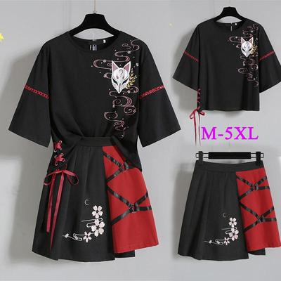 Летняя женская одежда в стиле аниме, японская футболка Лолиты с красной  лентой для девочек, комплект с короткой юбкой, костюм для взрослых, костюм  из двух предметов для девочек – лучшие товары в онлайн-магазине