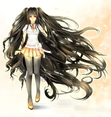 Картинки аниме девушка с длинными волосами (39 фото) » Картинки, раскраски  и трафареты для всех - Klev.CLUB