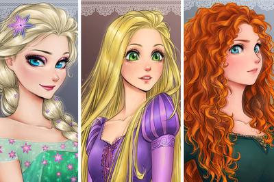 Диснеевские принцессы в стиле аниме | Disney princess art, Disney princess  drawings, Disney princess anime