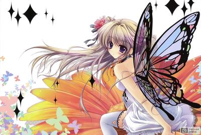 Фотообои \"Девочка аниме с крыльями бабочки\" - Арт. 210080 | Купить в  интернет-магазине Уютная стена