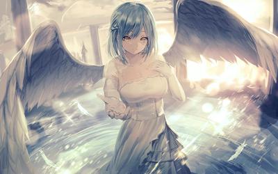 Обои на рабочий стол Девушка Moria с крыльями ангела, персонаж из аниме  Virtual Youtuber / Виртуальный Ютубер, by misaki nonaka, обои для рабочего  стола, скачать обои, обои бесплатно