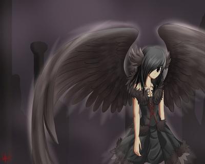 Картинка Крылья Аниме молодая женщина ангел 1600x1200