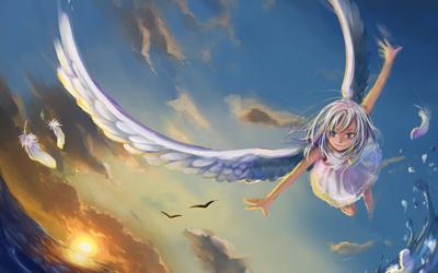 Арты аниме с крыльями (42 фото) » Картинки, раскраски и трафареты для всех  - Klev.CLUB