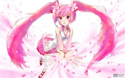 аниме девушка с розовыми волосами рюкзак и юбка на фоне сакуры Иллюстрация  вектора - иллюстрации насчитывающей девушка, фудзи: 227738168