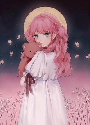 Характер аниме с розовыми волосами Иллюстрация штока - иллюстрации  насчитывающей волосы, женщина: 108315471