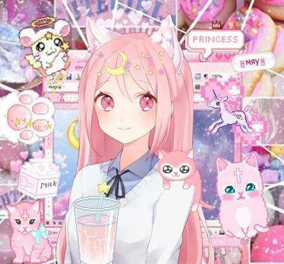 Аниме девушка с розовыми волосами , Красивая рисовка персонажей, ,  Потрясающий аниме-портрет лица с кошачьими ушами, зеленые глаза - SeaArt AI