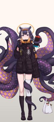 a cute anime girl slowly transforming into a tentacle | Stable Diffusion