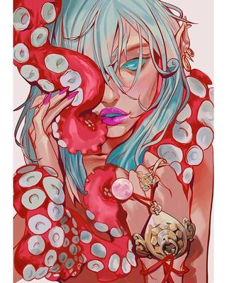 Huge thighs horny pussy anime beauty with tentacle by StADiffAI on  DeviantArt