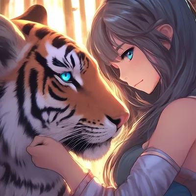 Аниме. тигр смотрит прямо в глаза …» — создано в Шедевруме